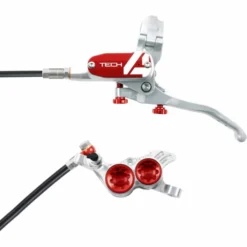 Hope Tech 4 V4 Brake - No Rotor -Cockpit butik Hope Tech 4 V4 Brake No Rotor Disc Brake Callipers Silver Red T4V4ZSRL